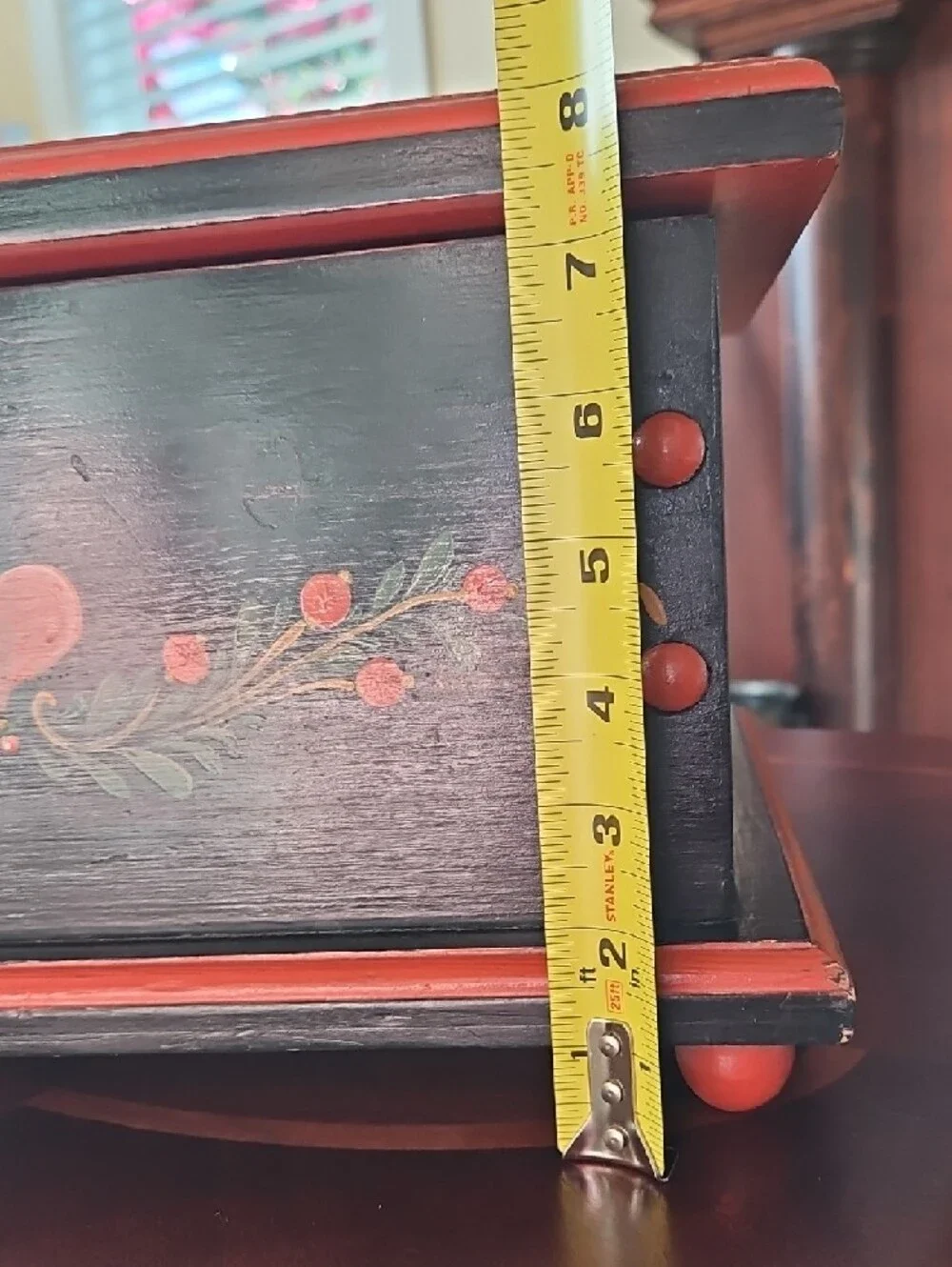 Beautiful Handcrafted & Signed Wooden Folk Art Hinged Box, 14